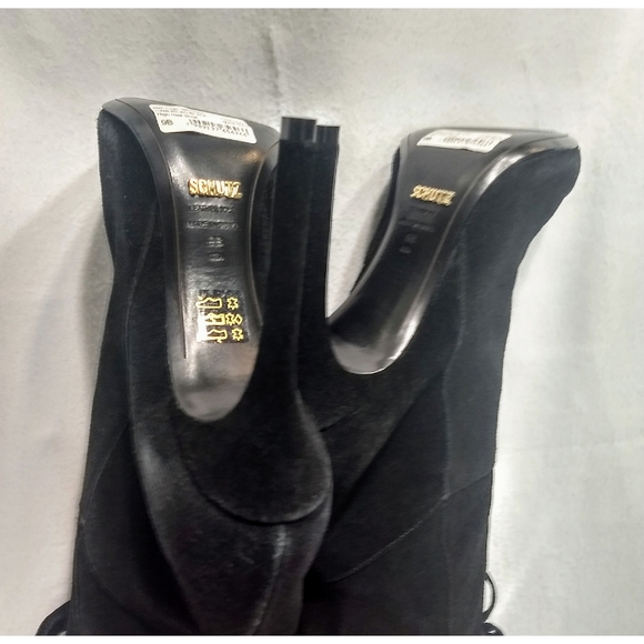 Schutz Fringe Suede Boots with Gold Chain Fringe - Picture 4 of 4